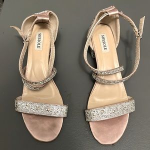 Rhinestone Chunky Heel Shoes - size 11